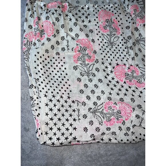 NWOT FREE PEOPLE Natural Linen Floral Neon Black Stars Print Large Tote … - Picture 4 of 6